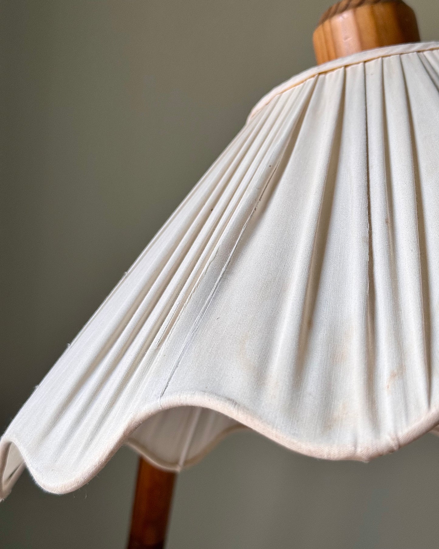 Vintage Swedish Floor Lamp with Original Silk Shade, 1950s