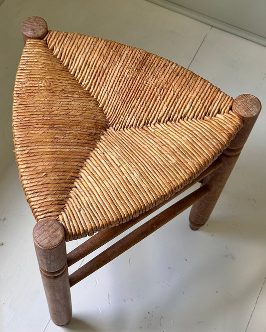 French Triangular Rush Seat Stool