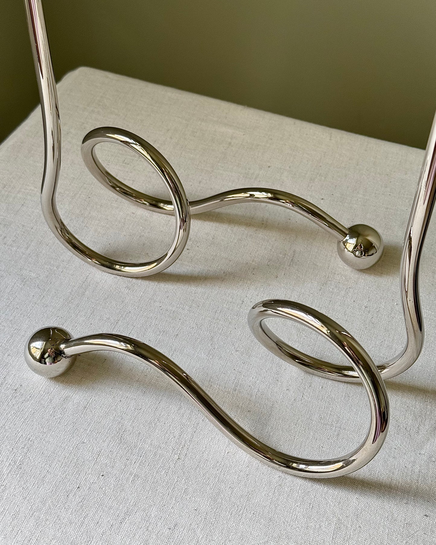 1990’s Italian Chrome Tall Sculptural Candlesticks