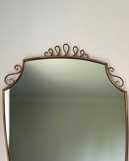 Italian Mid-century Brass Shield Mirror