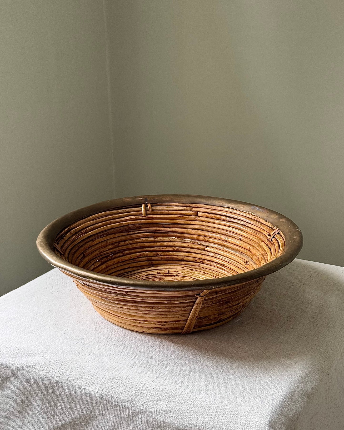 Italian Pencil Reed & Brass Bowl