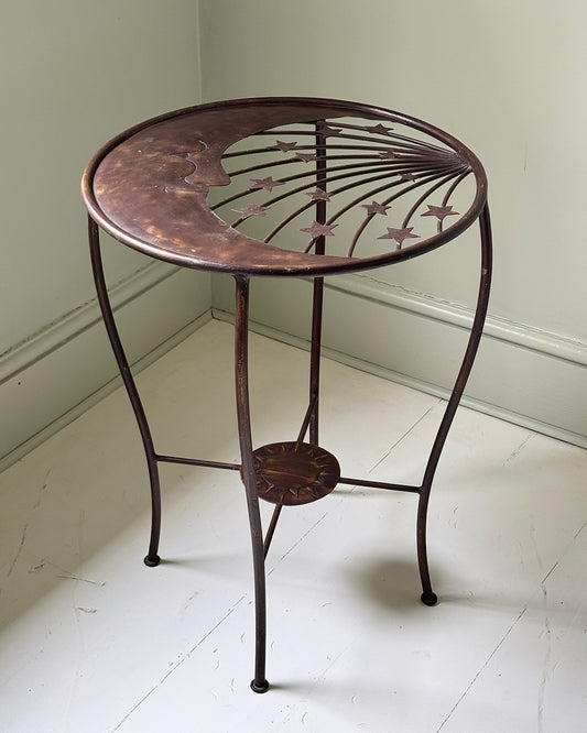 French Mid-century Atelier Celestial Wrought Iron Side Table