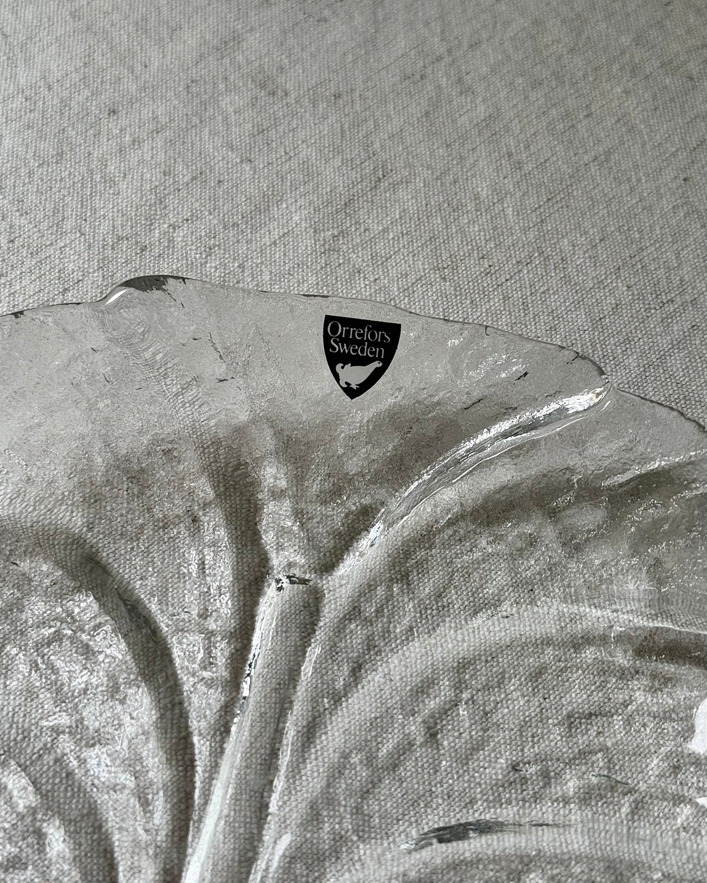 Mid-century Orrefors Sweden Glass Leaf Dishes