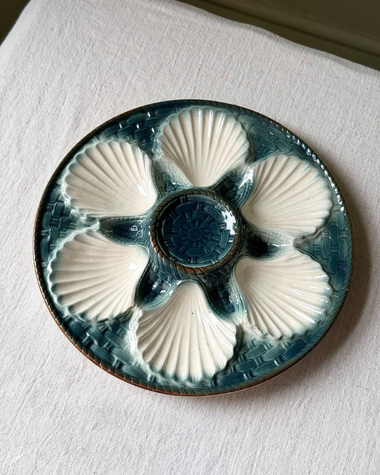 Antique French Oyster Plate, Longchamp