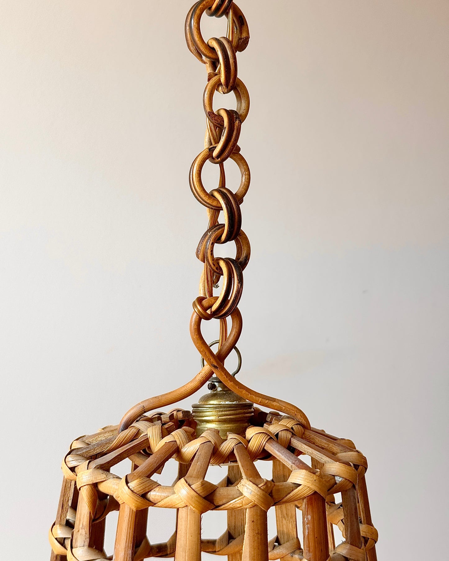 Italian Caged Bamboo Pendant in the manner of Franco Albini, c. 1960s