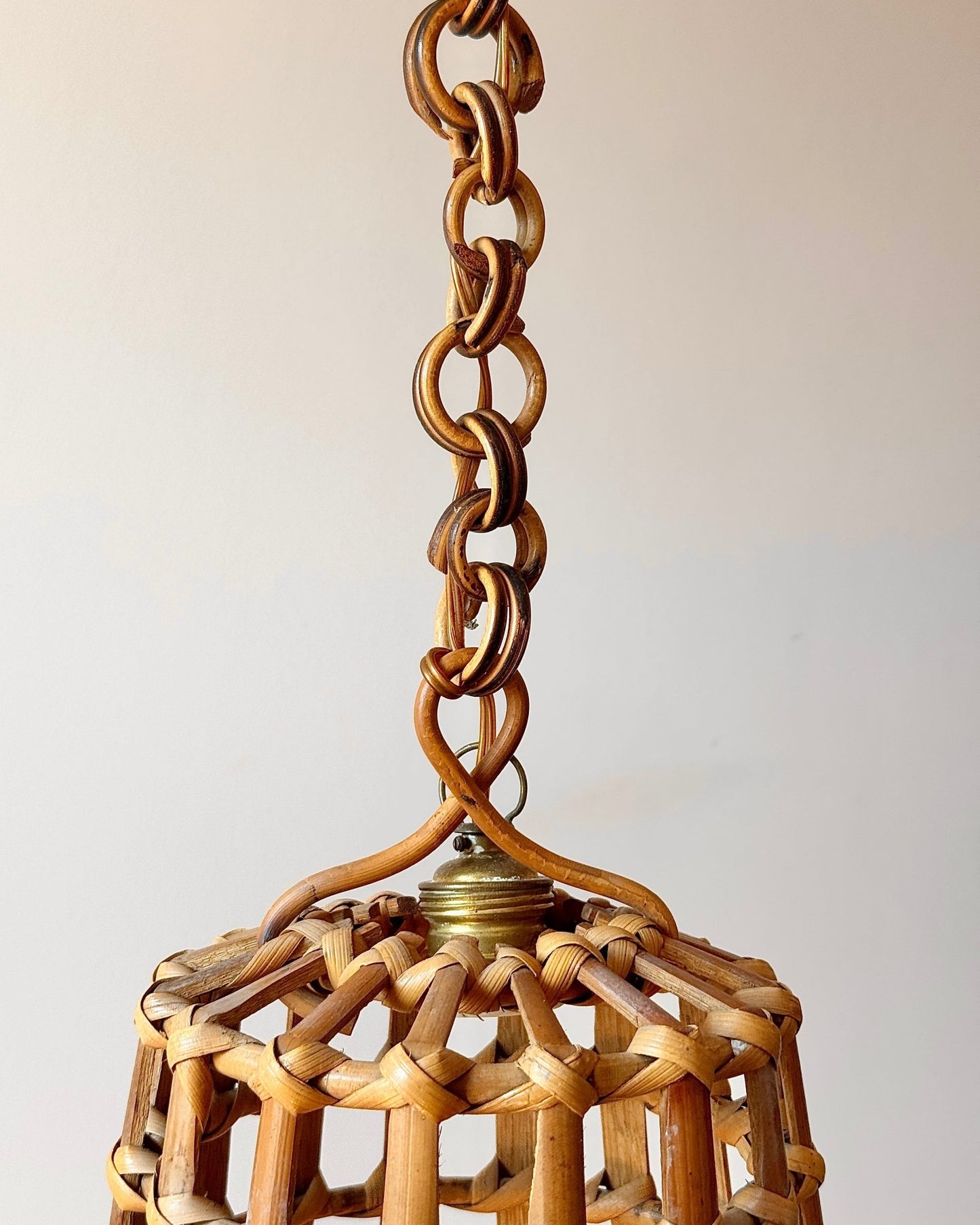 Italian Caged Bamboo Pendant in the manner of Franco Albini, c. 1960s - Club Sourced