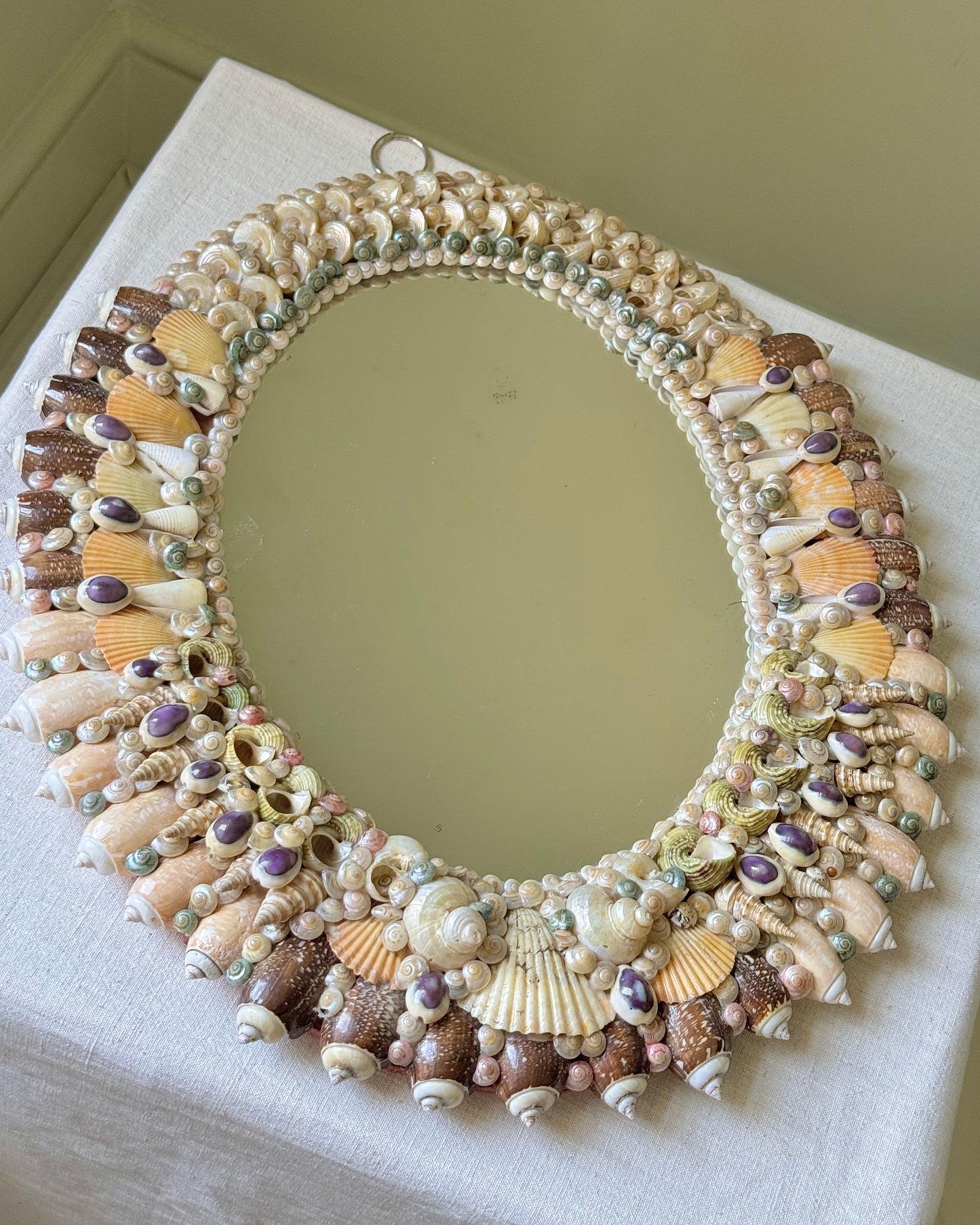 French Mid-Century Shell Encrusted Mirror