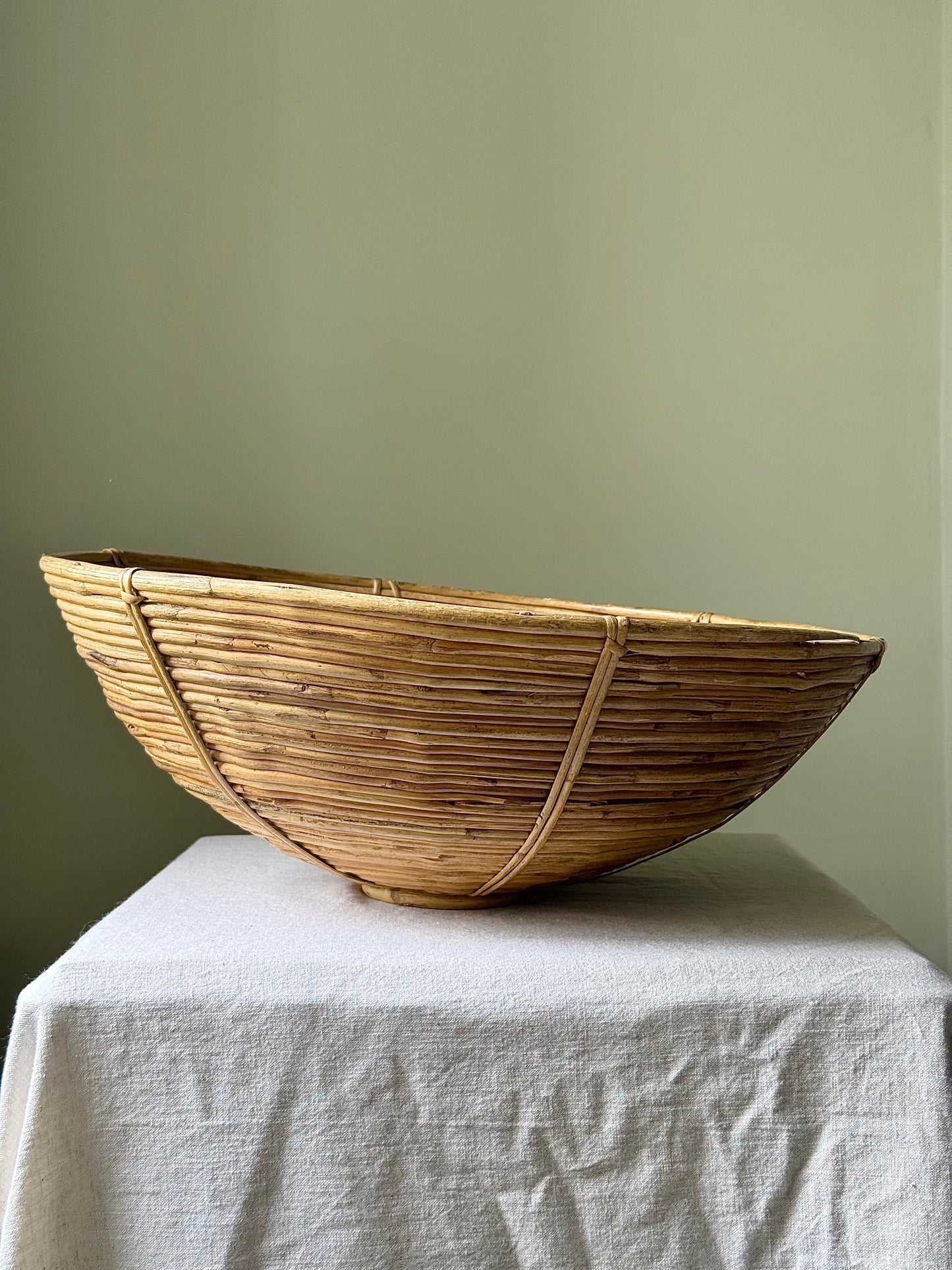 French Large Scale Sculptural Pencil Reed Bowl