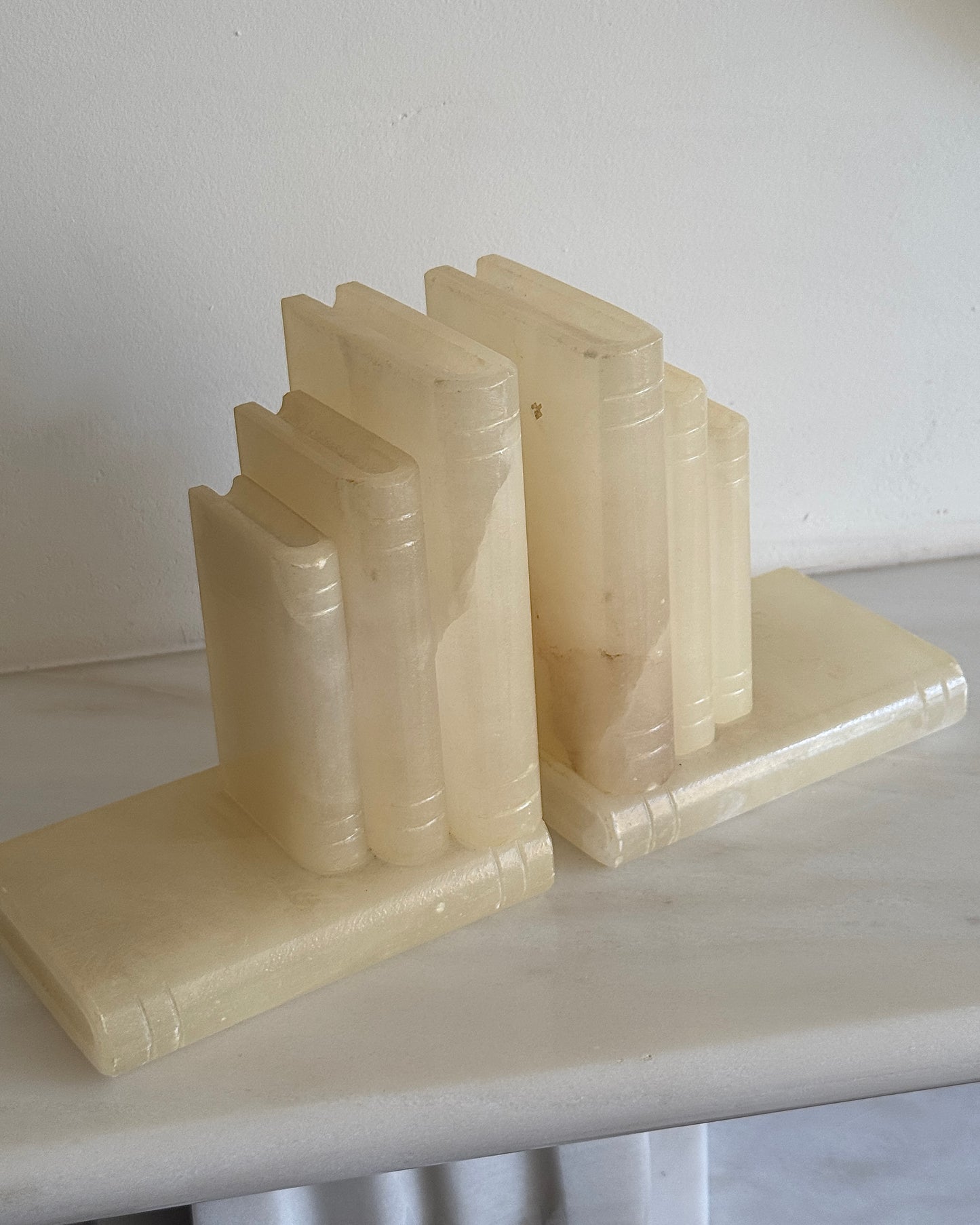Butter Yellow Alabaster Bookends