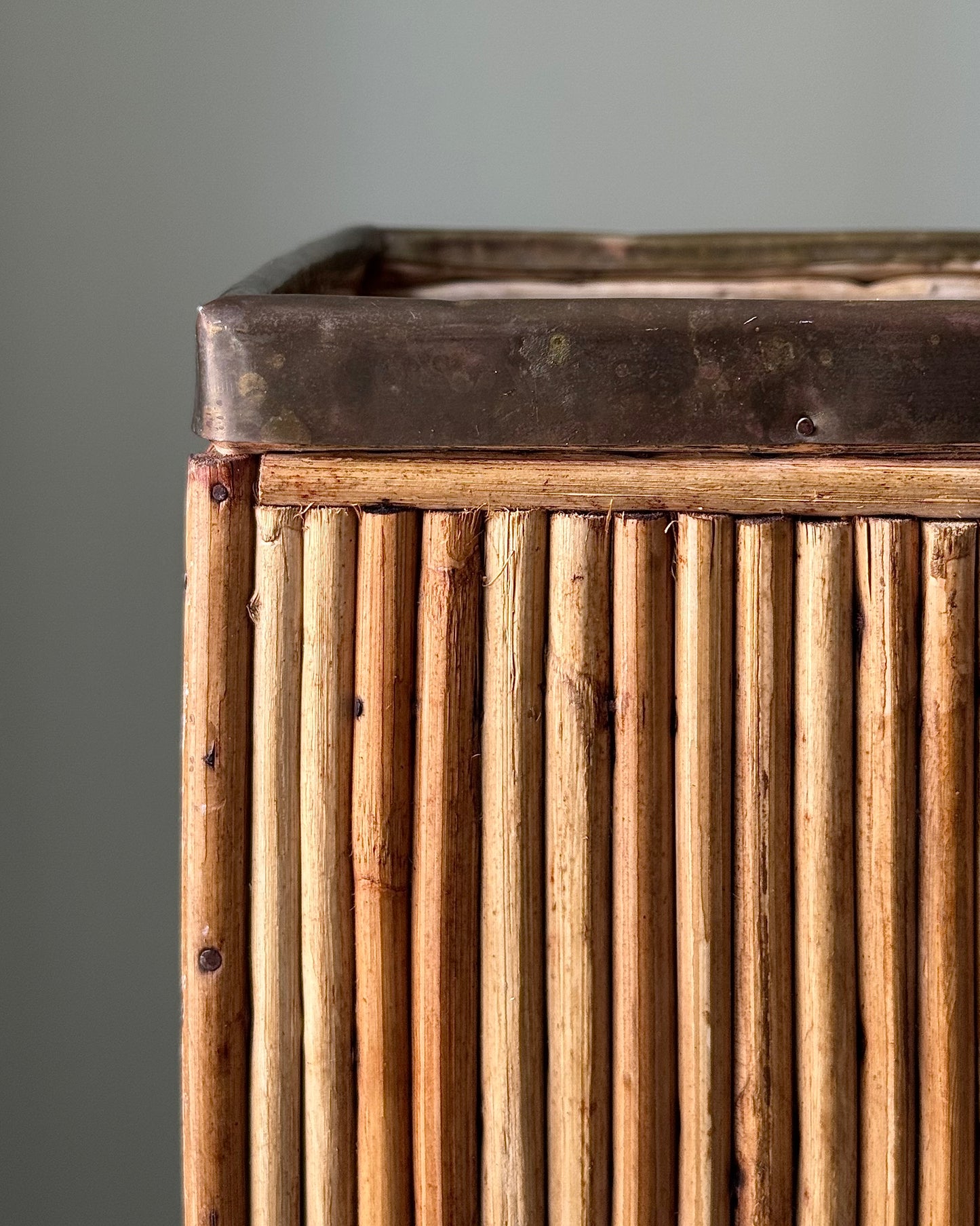 Italian Pencil Reed and Brass Umbrella Stand