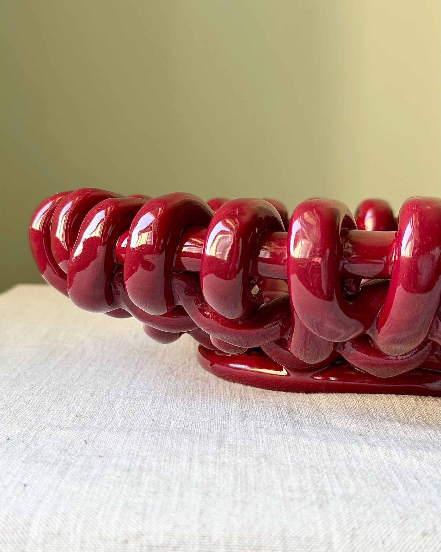 Jerome Massier Vallauris Oval Red Woven Bowl