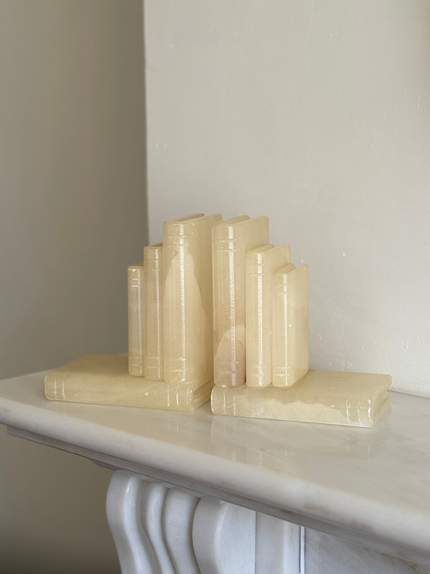 Butter Yellow Alabaster Bookends