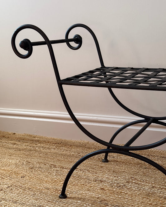 French Mid-century Iron Curule Stool