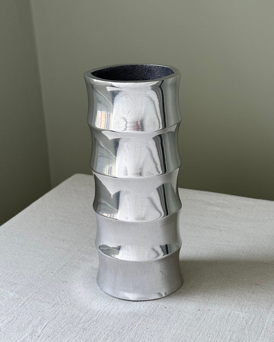 Mid-Century Modern Aluminium Bamboo Style Vase