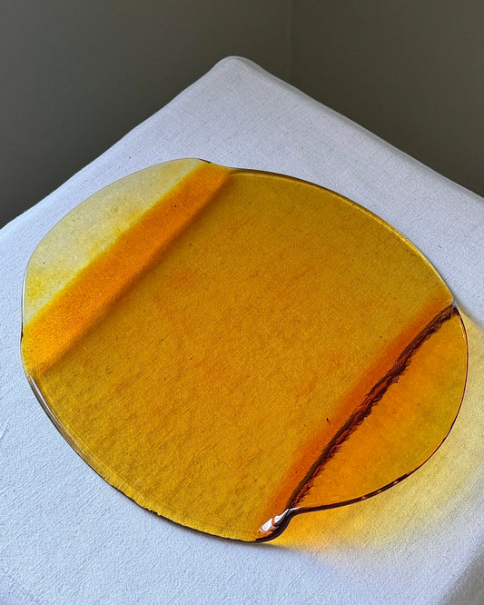 Gösta Sigvard for Lindshammar Amber Glass Platter