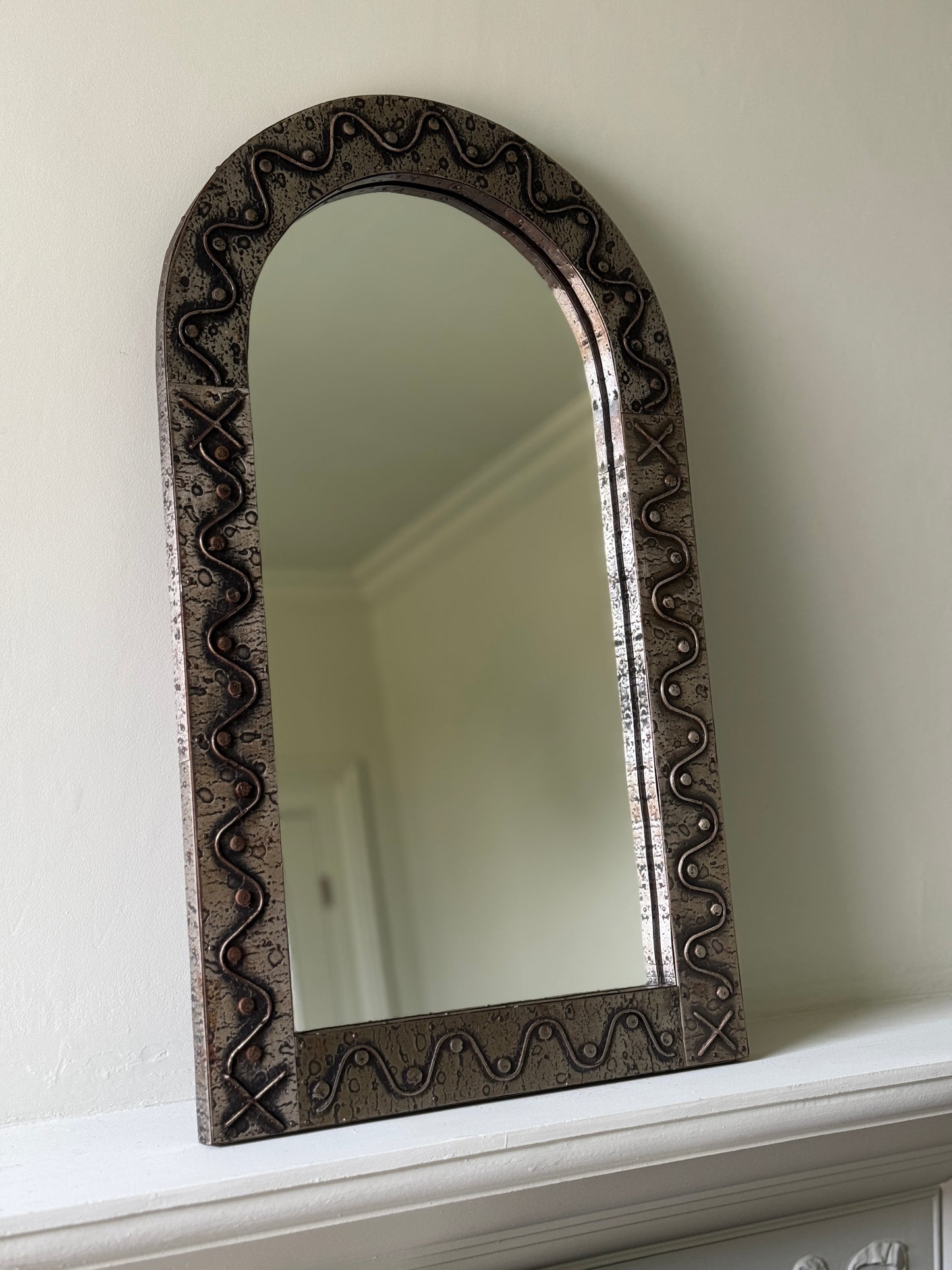 French Metal Squiggle Arch Mirror