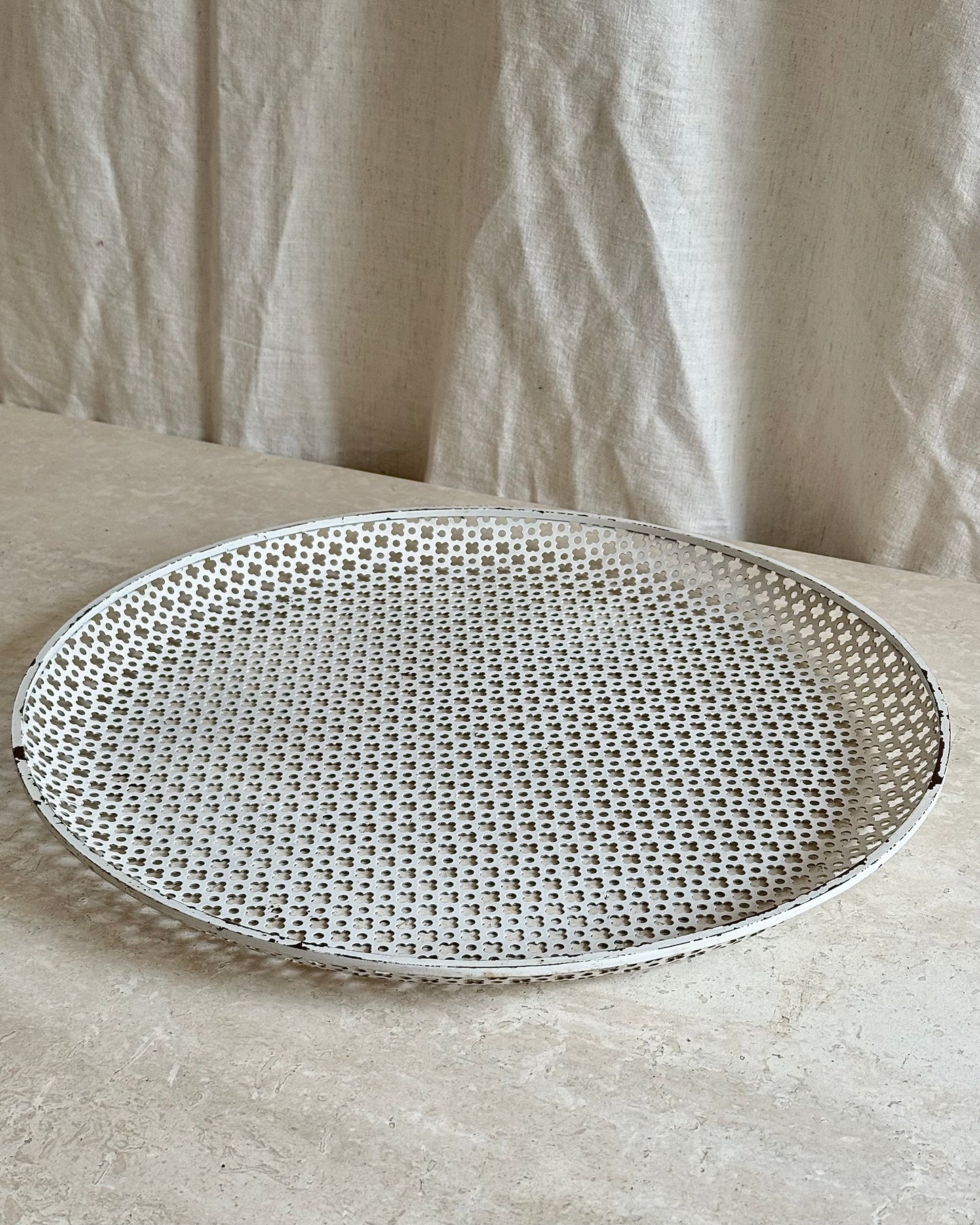 Mathieu Matégot White Perforated Metal Tray, 1950s