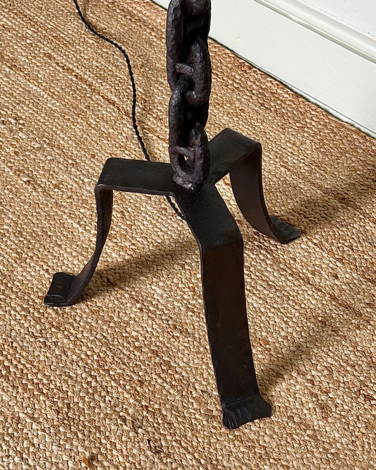 French Brutalist Iron Chain-link Floor Lamp
