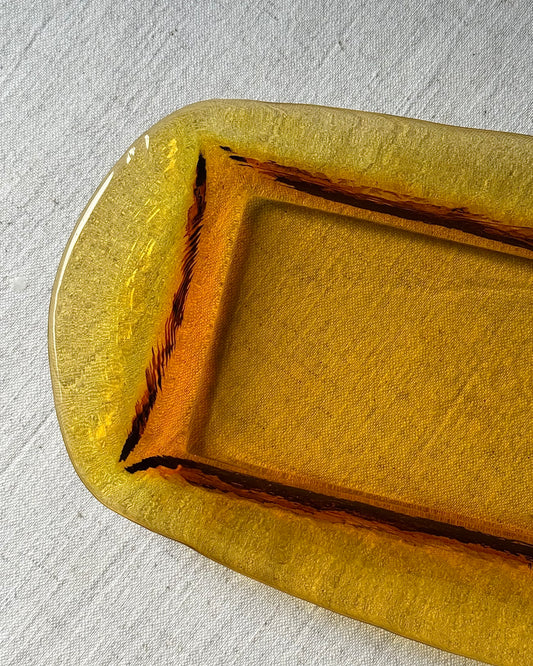 Gösta Sigvard for Lindshammar Amber Glass Dish