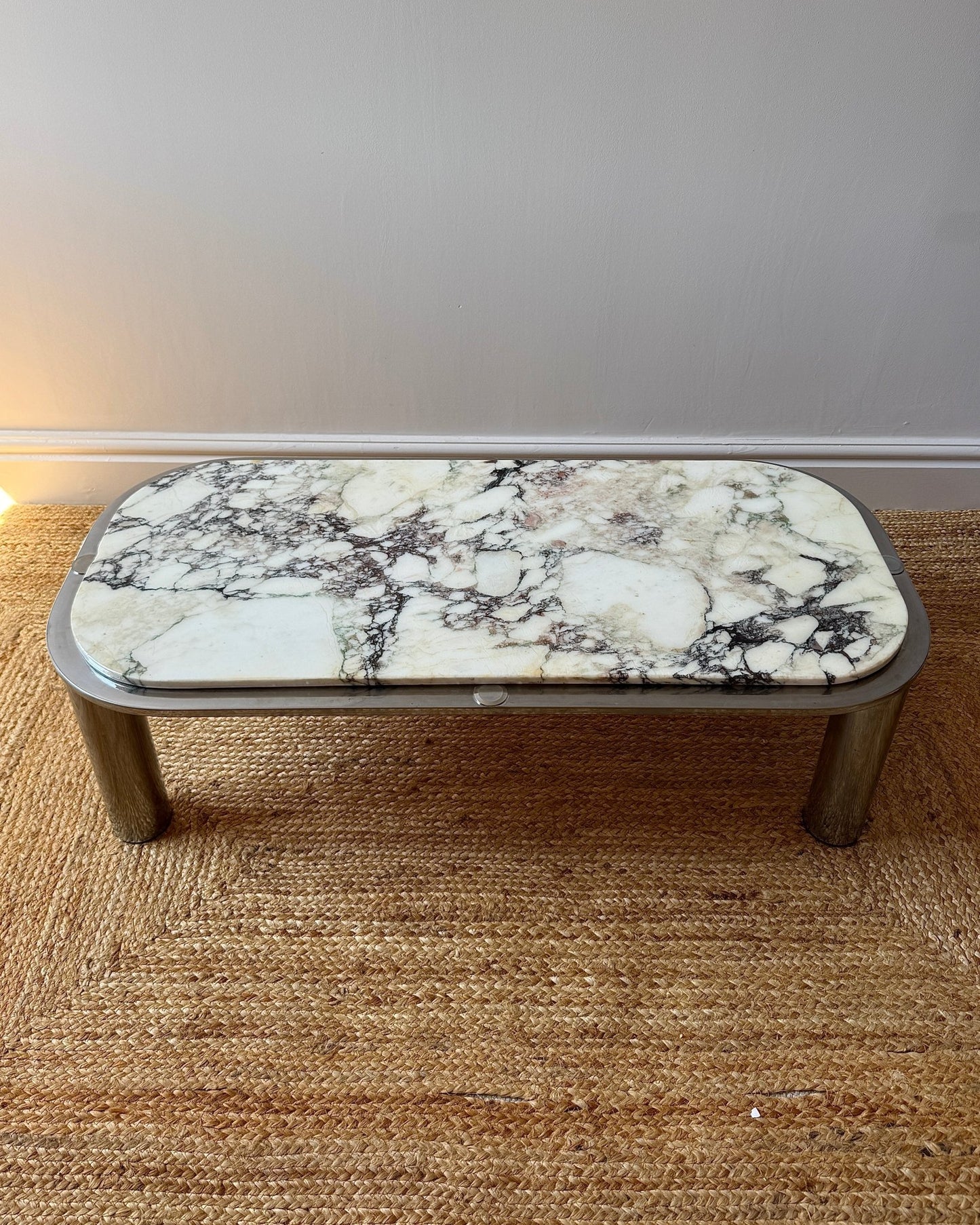 Italian Chrome and Viola Marble Coffee Table - Club Sourced