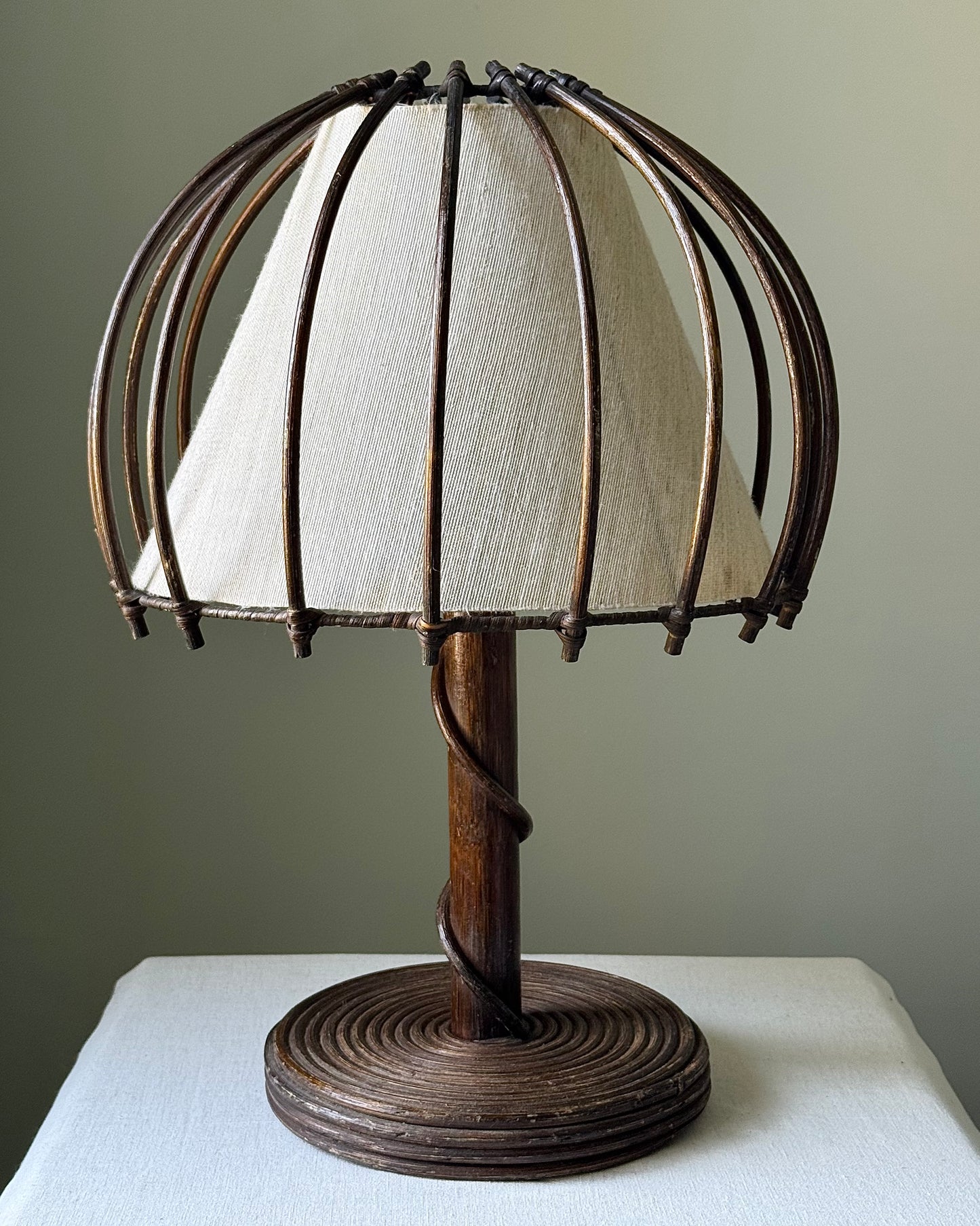 French Bamboo Table Lamp in the Manner of Louis Sognot