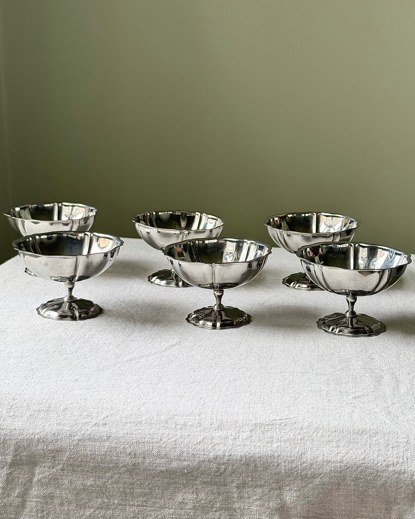 Set of 6 French Stainless Steel Coupes