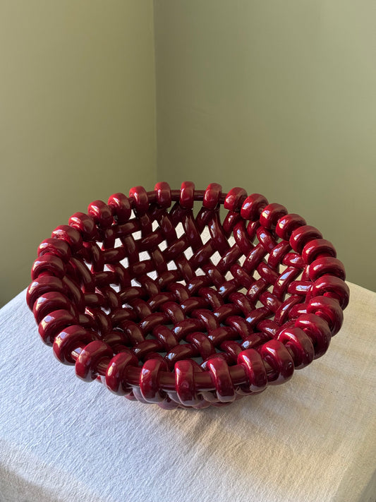Jerome Massier Red Ceramic Weave Bowl