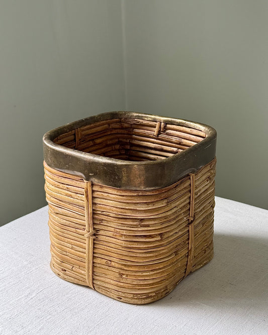 Italian Pencil Reed & Brass Rim Basket