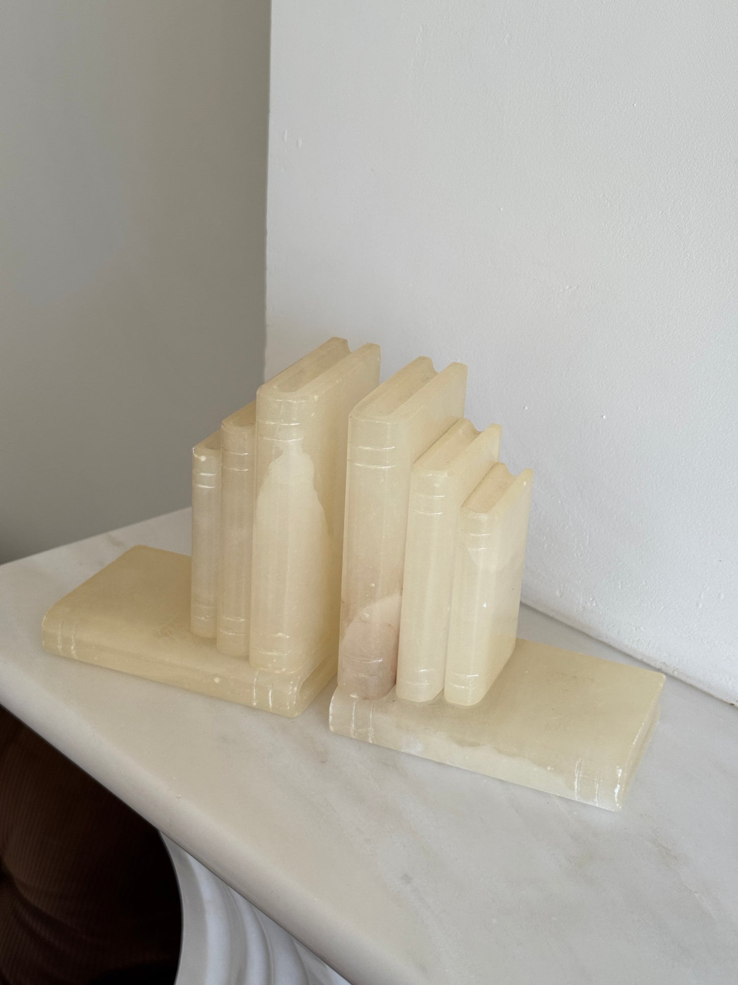 Butter Yellow Alabaster Bookends
