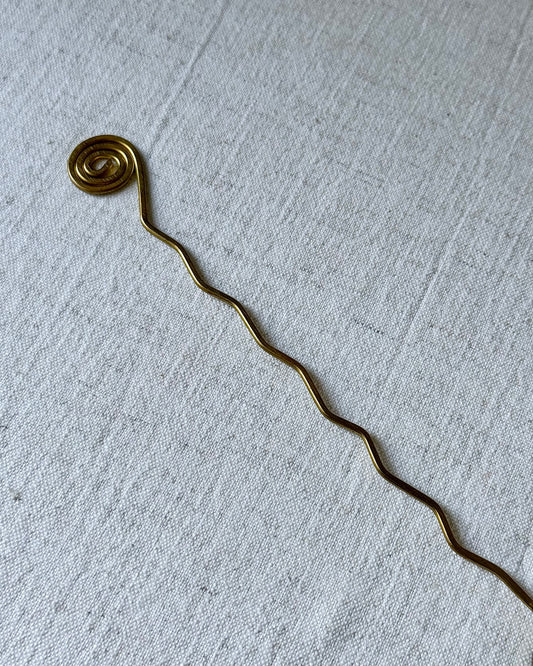 Swedish Mid-Century Wiggle Brass Candle Snuffer with Star Finial