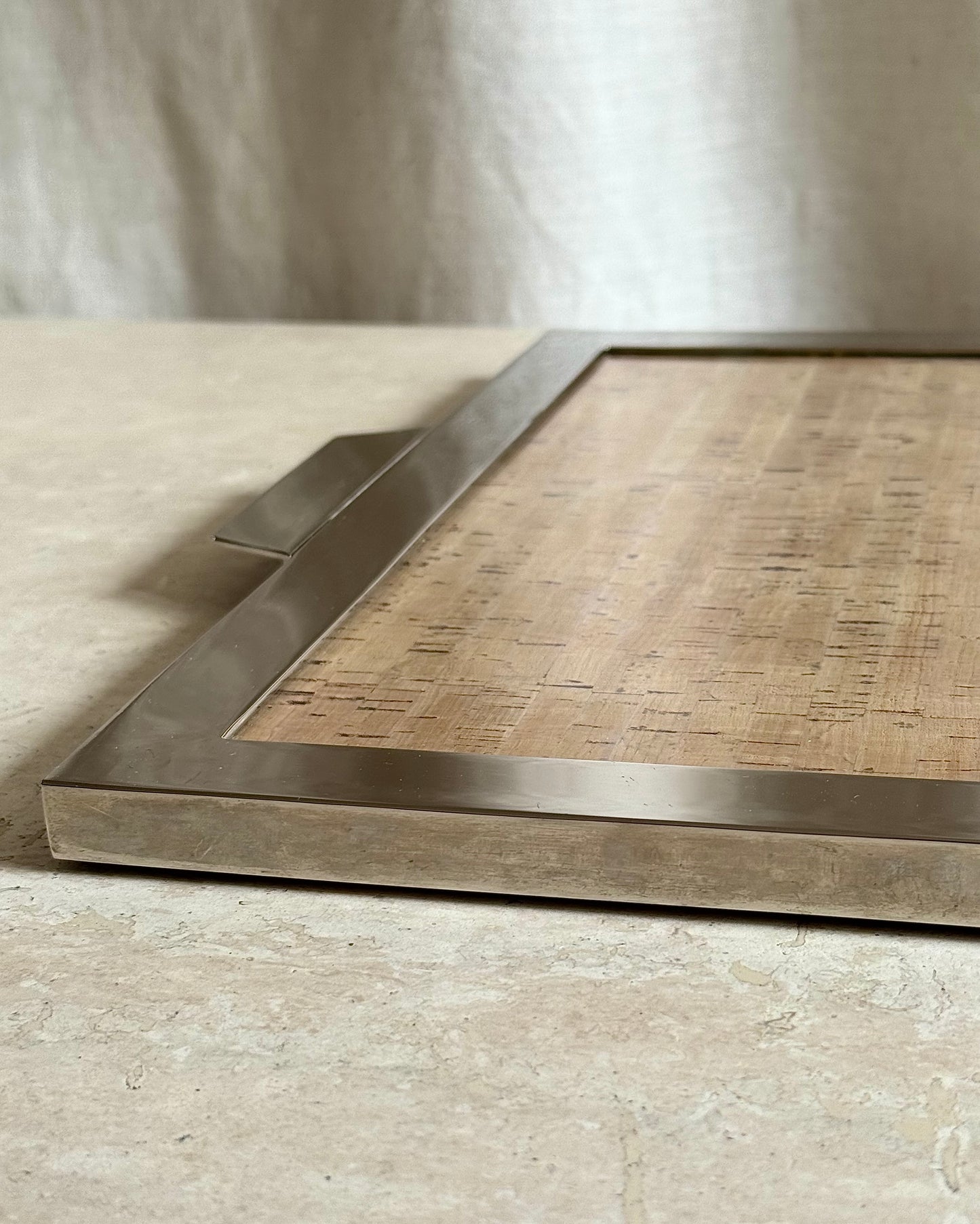 Italian Chrome & Cork Display Tray, 1970’s