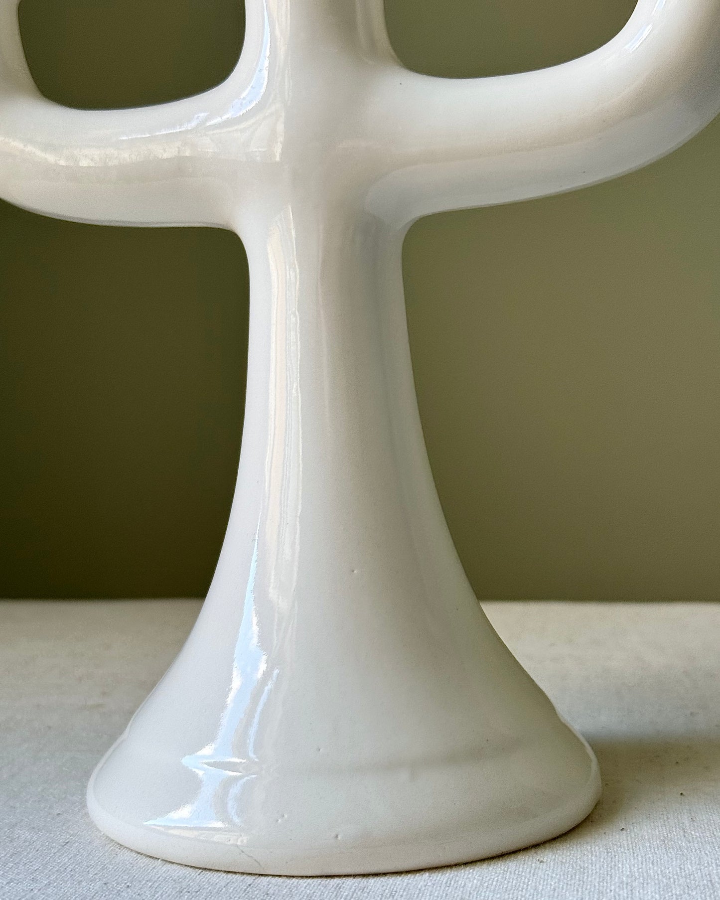 Vintage Swedish White Ceramic Candelabra, 1970s