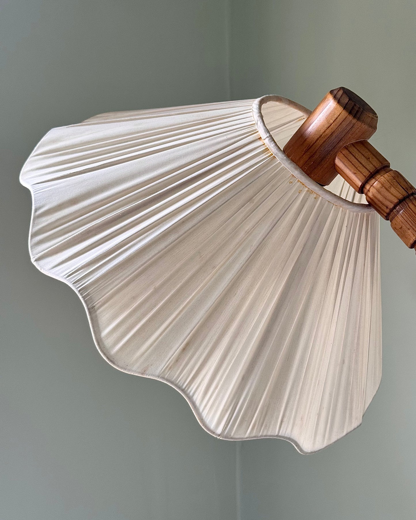 Vintage Swedish Floor Lamp with Original Silk Shade, 1950s