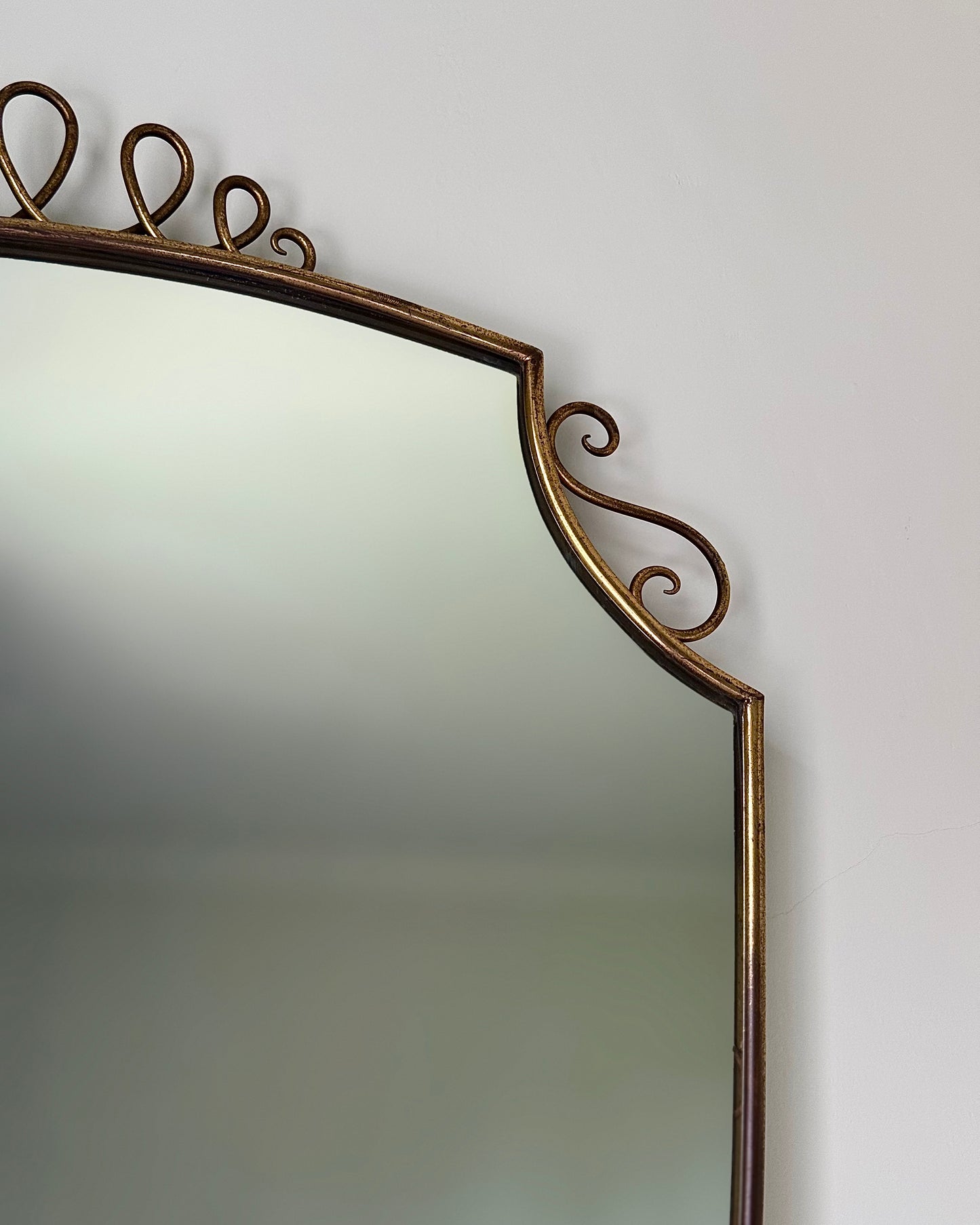 Italian Mid-century Brass Shield Mirror