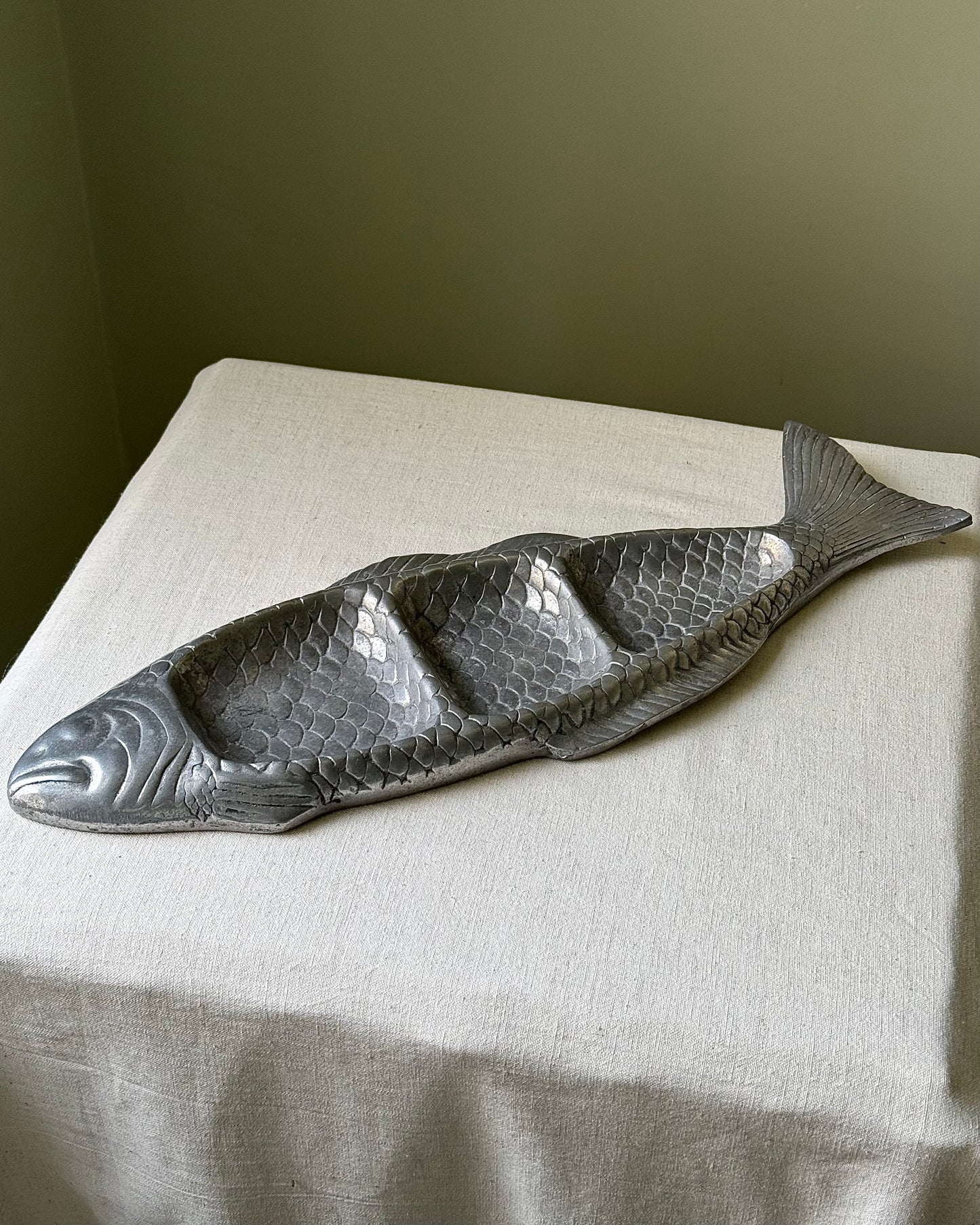 Mid-century Metal Fish 3-part Serving Dish