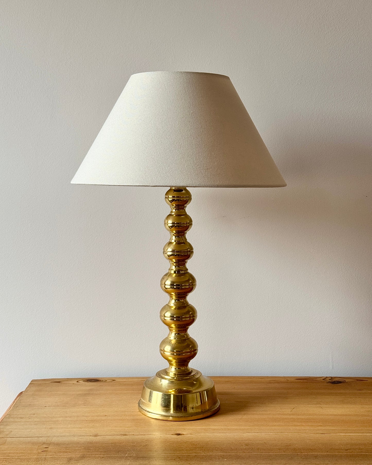 Pair of Swedish Brass Bobbin Lamps by Enco, 1970