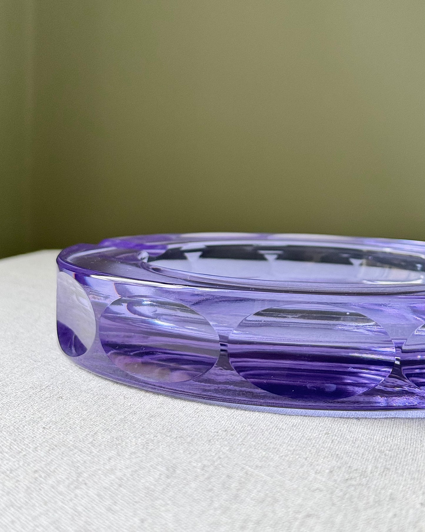 Vintage French Crystal Violet Ashtray