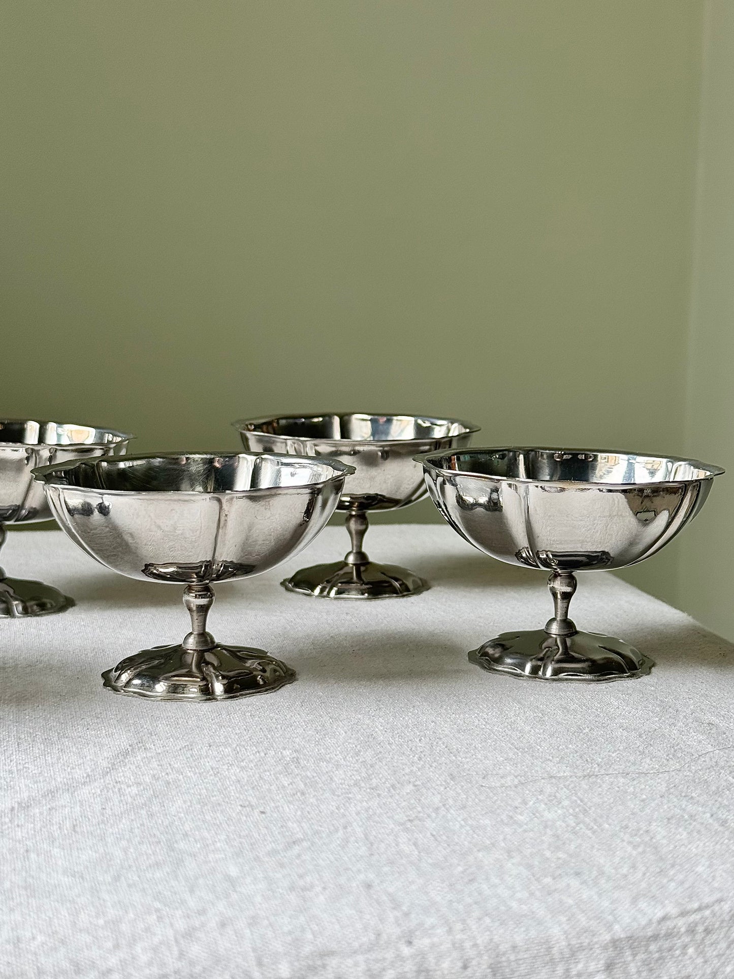 Set of 6 French Stainless Steel Coupes