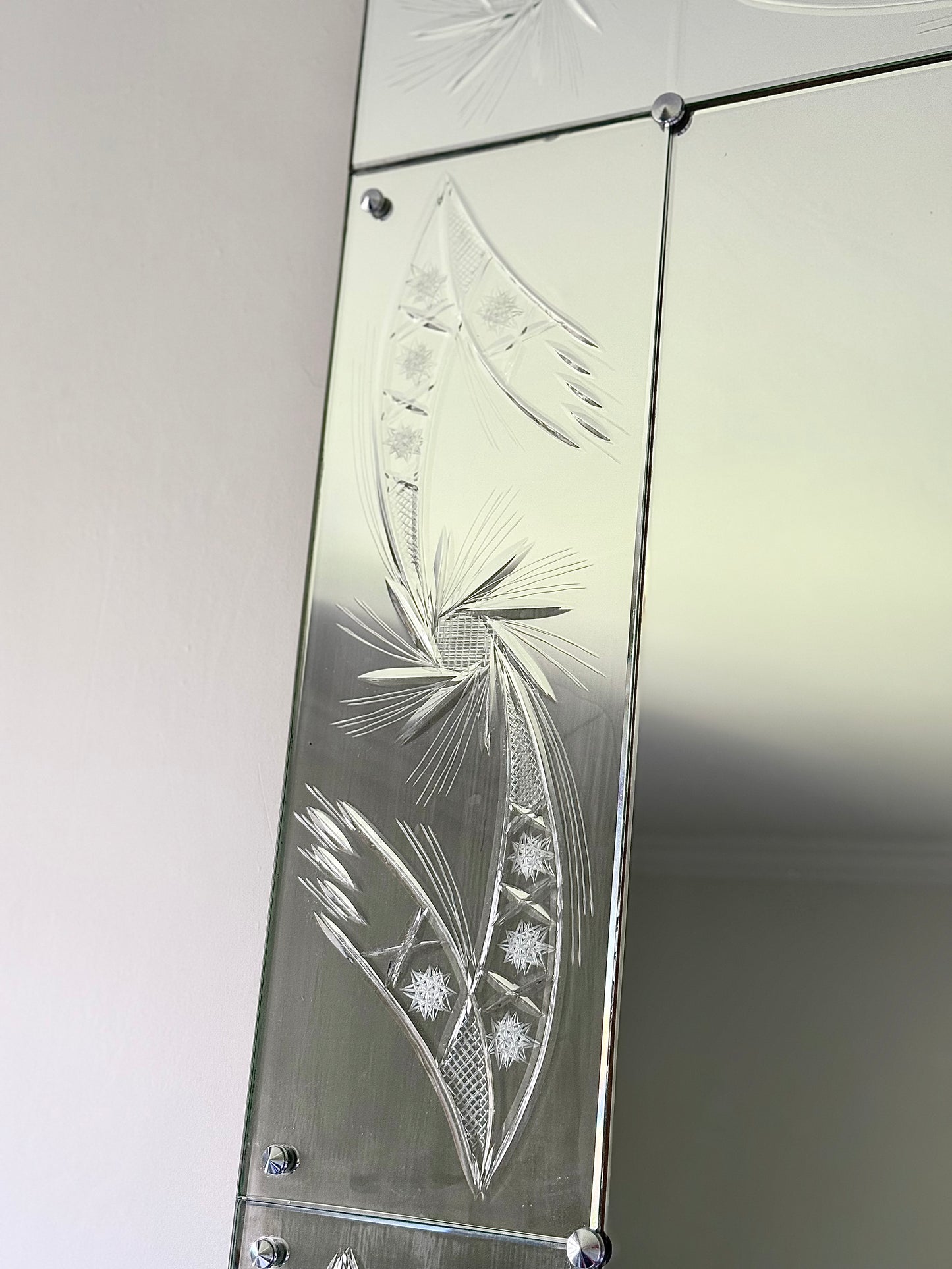 Extra Large Italian Venetian Mid-century Starburst Sectional Mirror