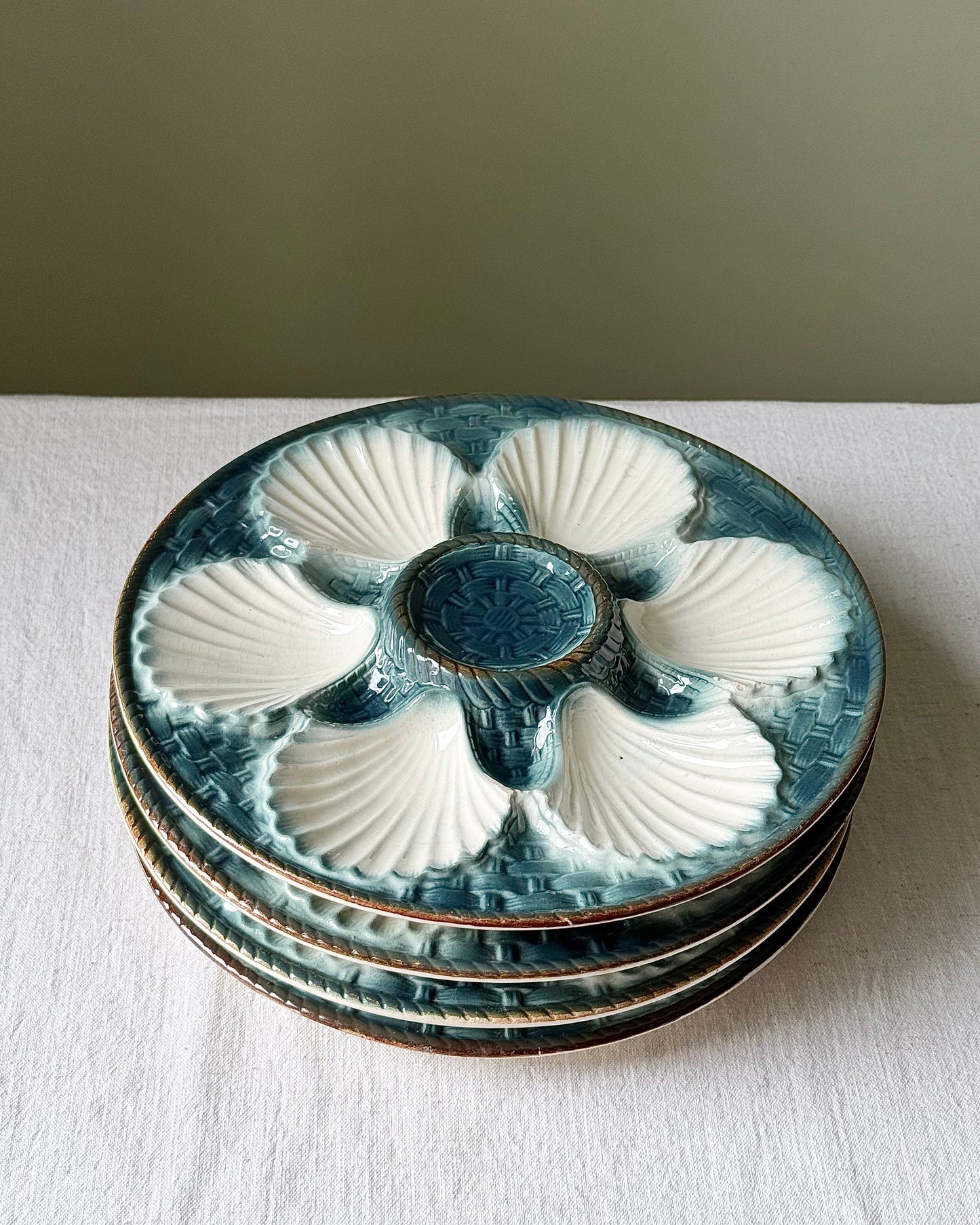 Antique French Oyster Plate, Longchamp