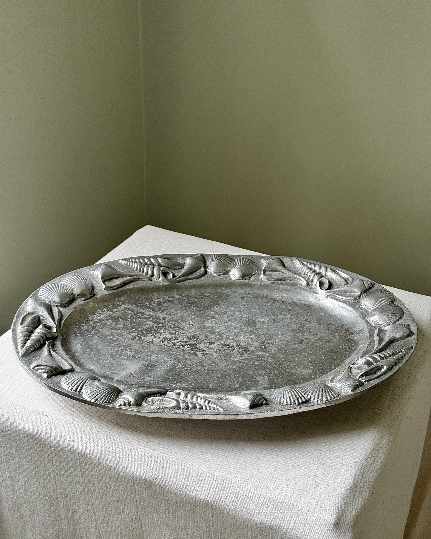 Mid-Century Shell Motif Serving Tray