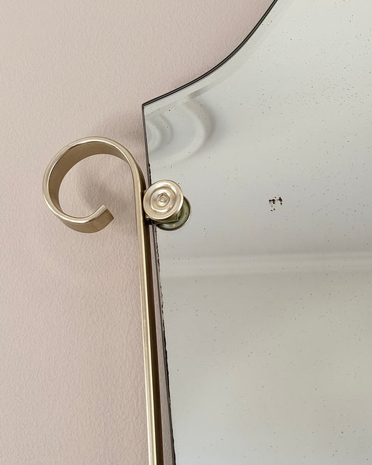 1960s Belgian Floating Scroll Shield Mirror