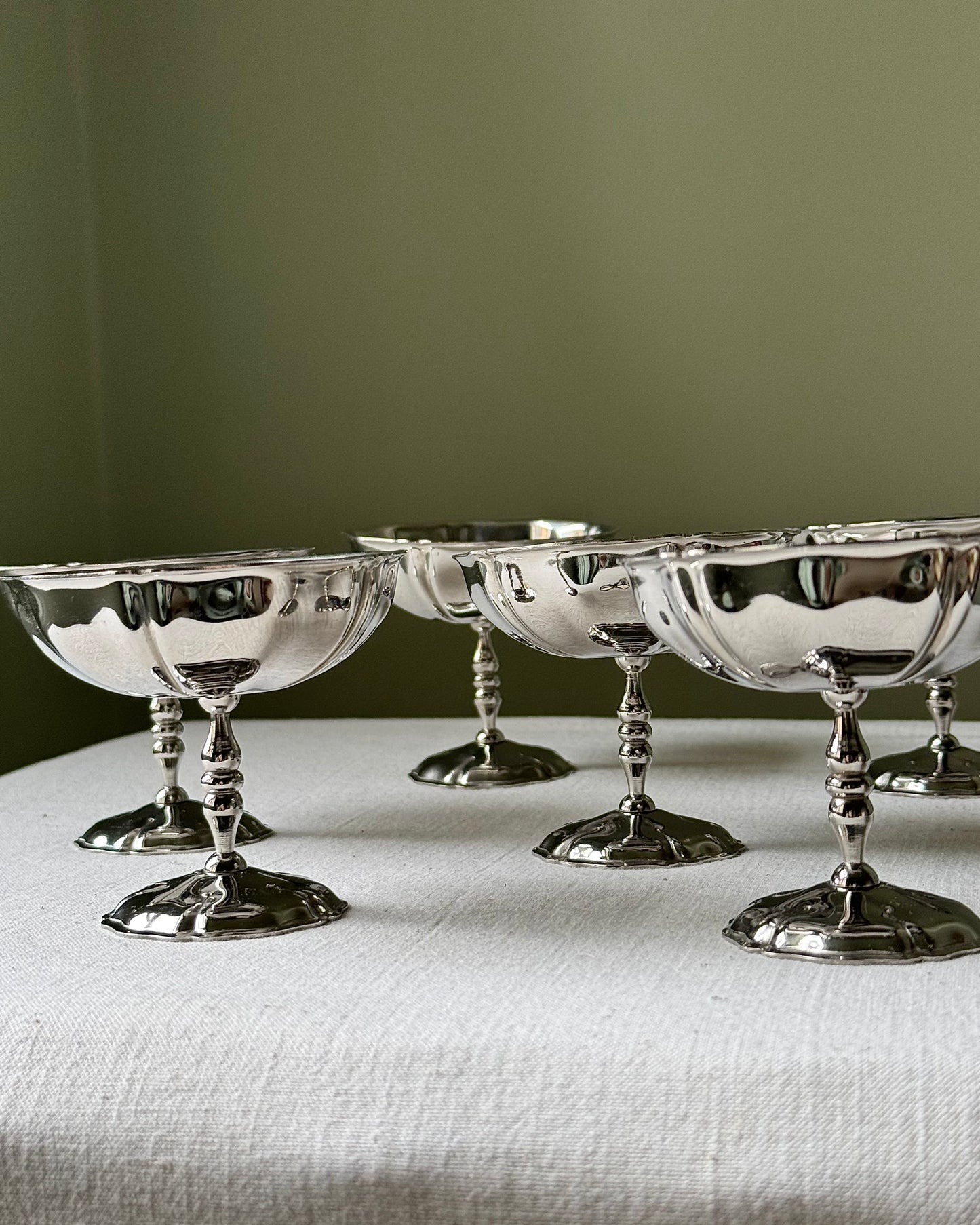 6 x French Scalloped Stainless Steel Coupes