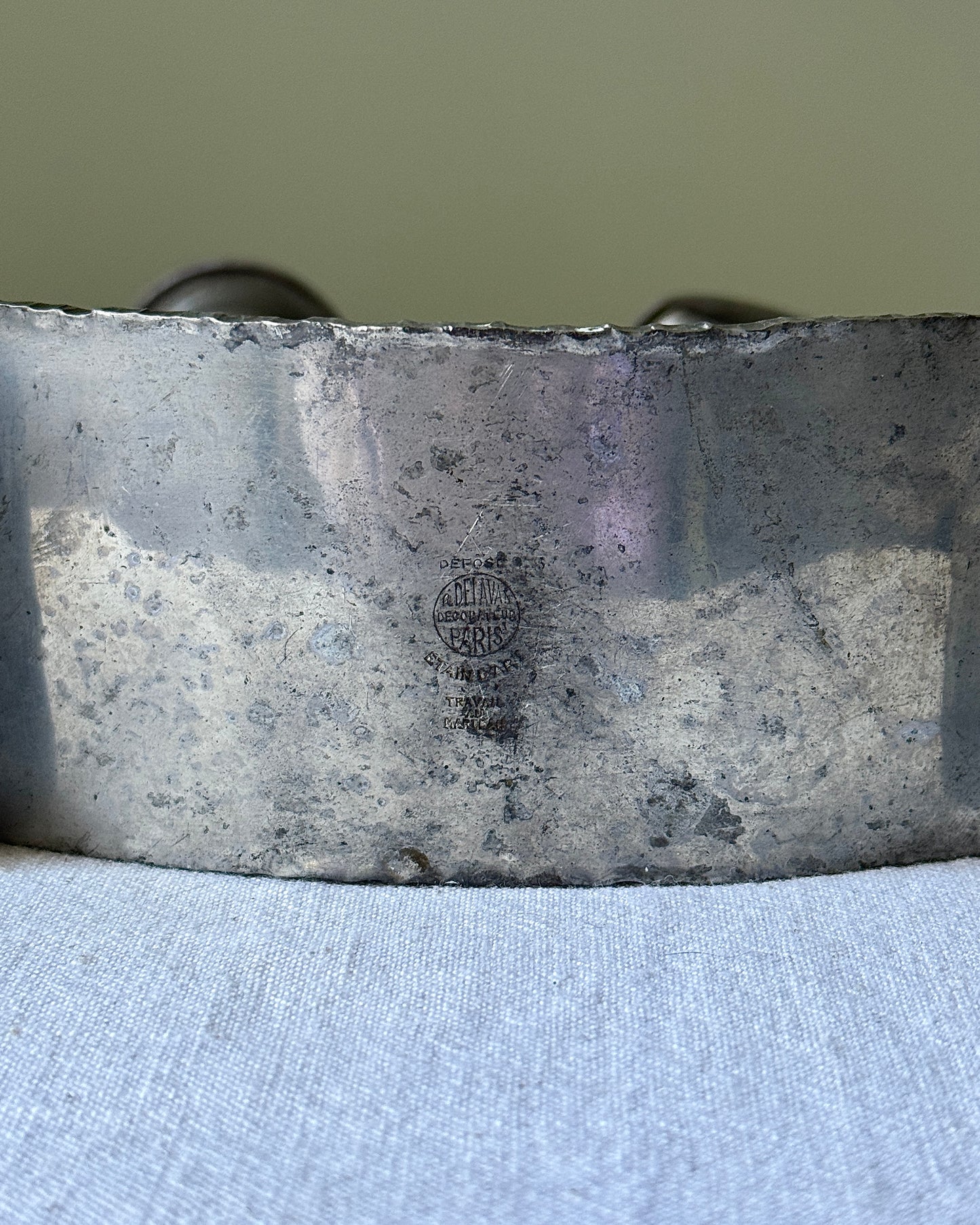 Pair of Hammered Pewter Candlesticks