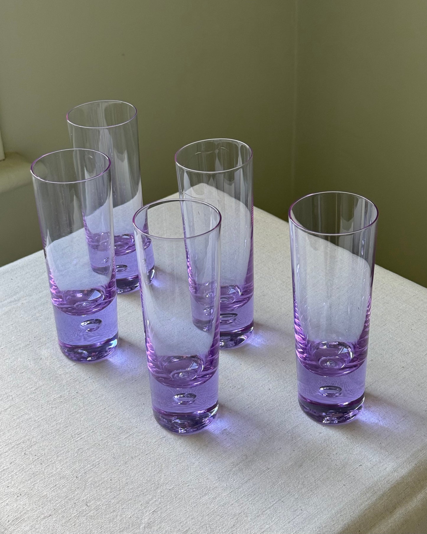 Set of 5 Violet Murano Handblown Glasses