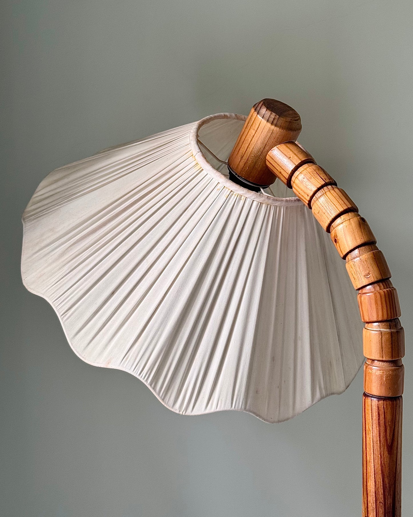 Vintage Swedish Floor Lamp with Original Silk Shade, 1950s