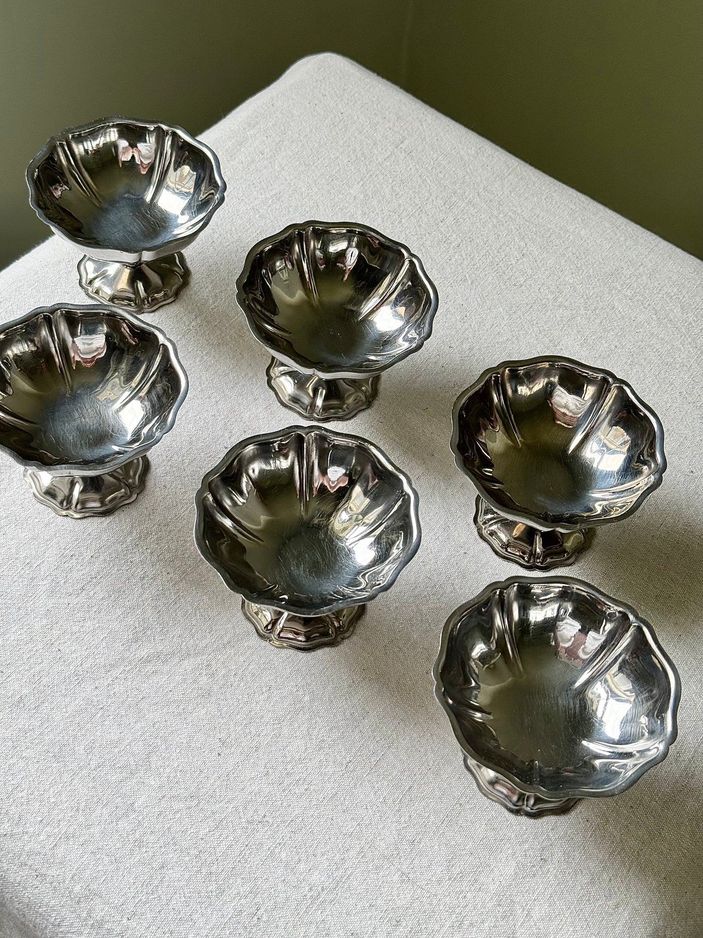 Set of 6 French Stainless Steel Coupes