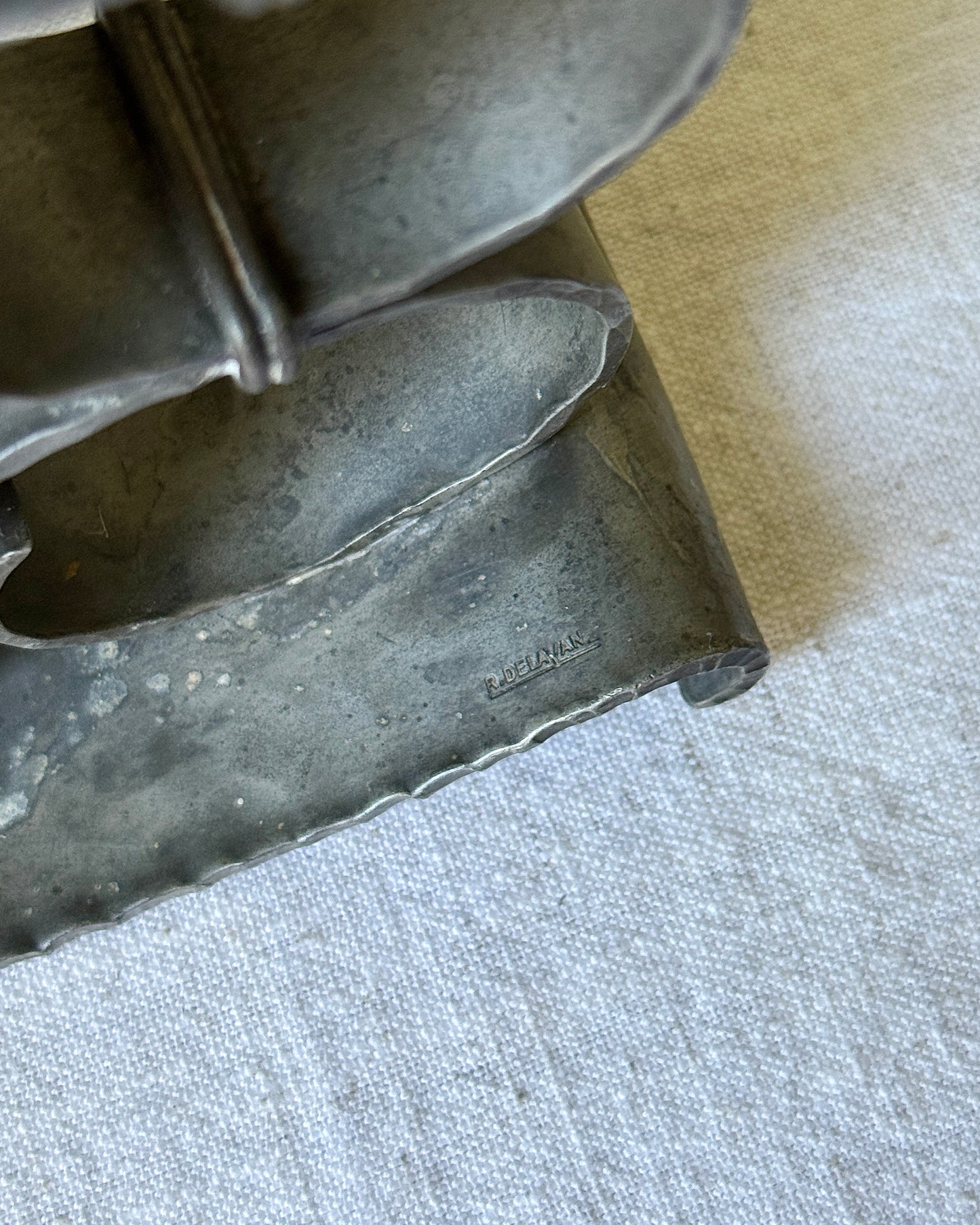 Pair of Hammered Pewter Candlesticks