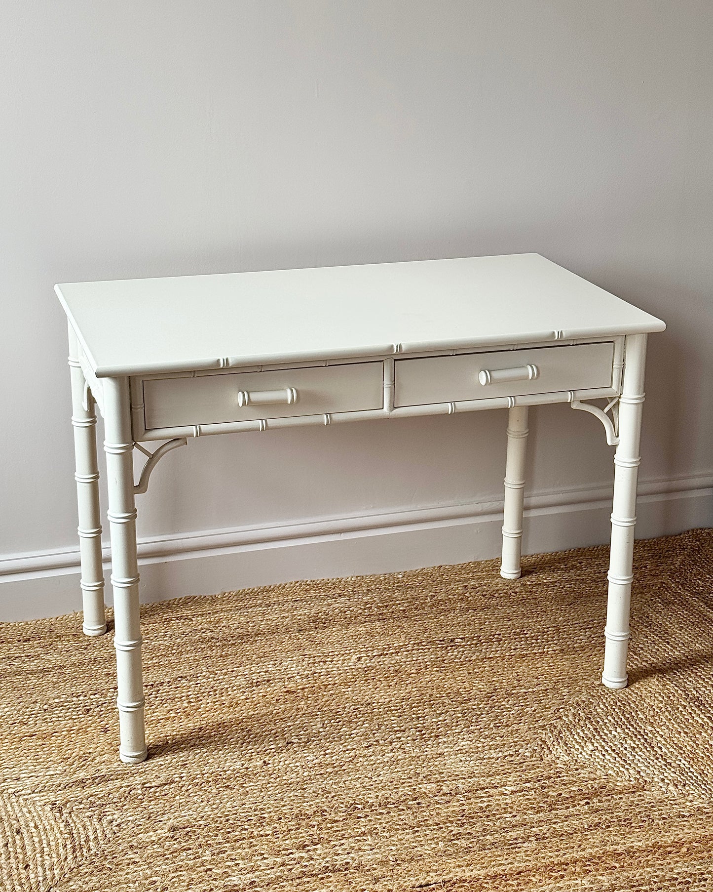 Faux Bamboo White Lacquered Dressing Table