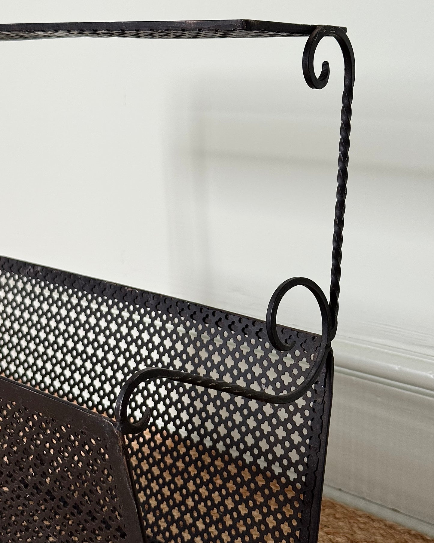 French Wrought Iron Magazine Rack, in the style of Mathieu Mategot